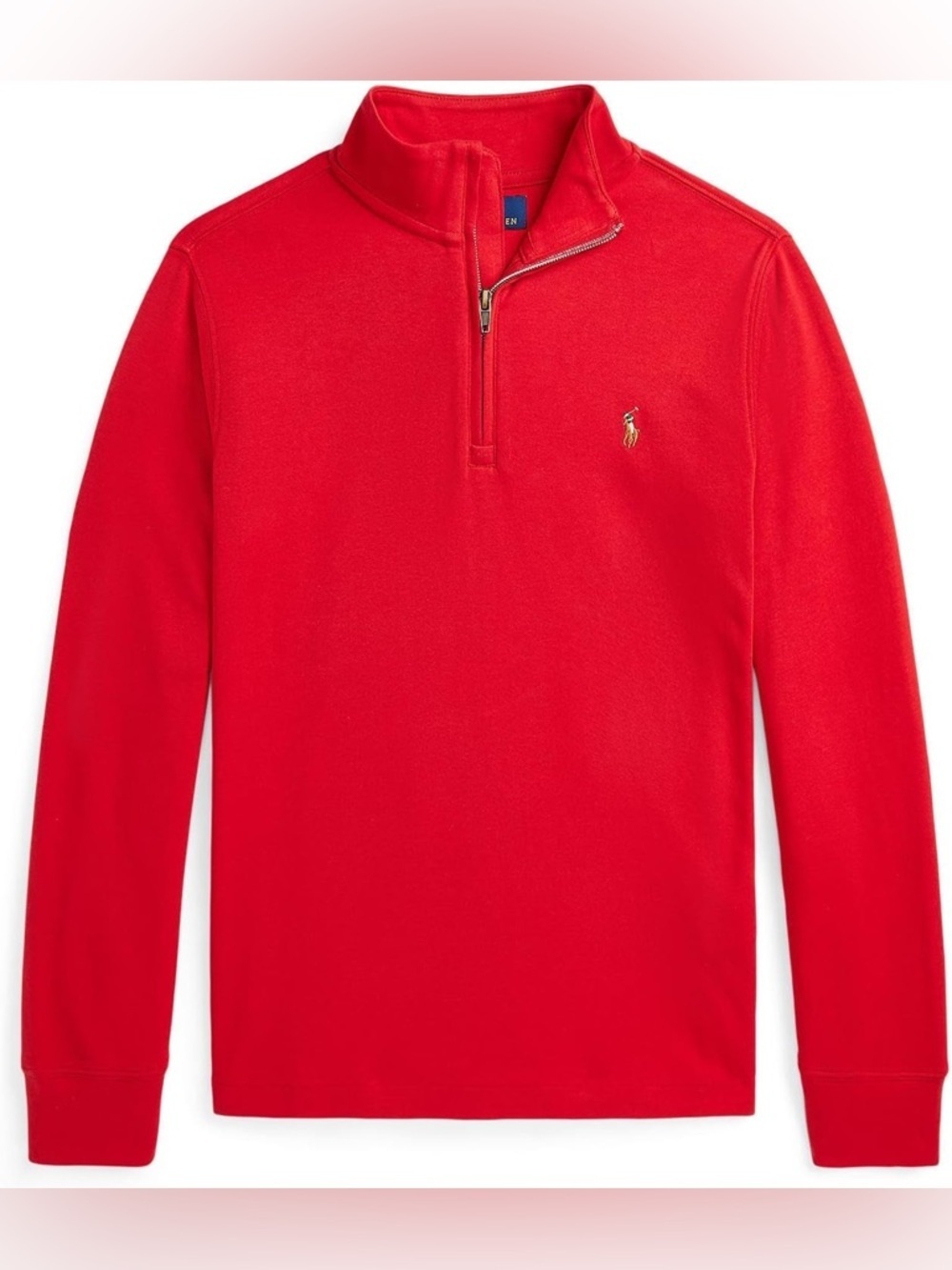Ralph Lauren boys interlock 1/4 zip pullover embroidered logo cotton zipper